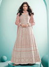 Peach Colour Latest Fancy Designer Heavy Wedding Wear Real Georgette Heavy Work Stylish Gown Collection 101-B